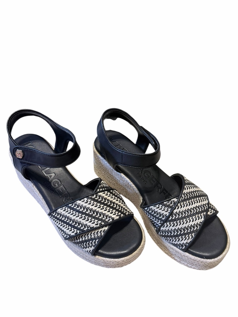 🌼🌟NIB KARL LAGERFELD PARIS Women's Celest Ankle-Strap Espadrille Platform Wedge